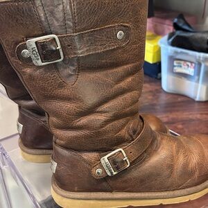 UGG Chestnut Leather Buckle Boots